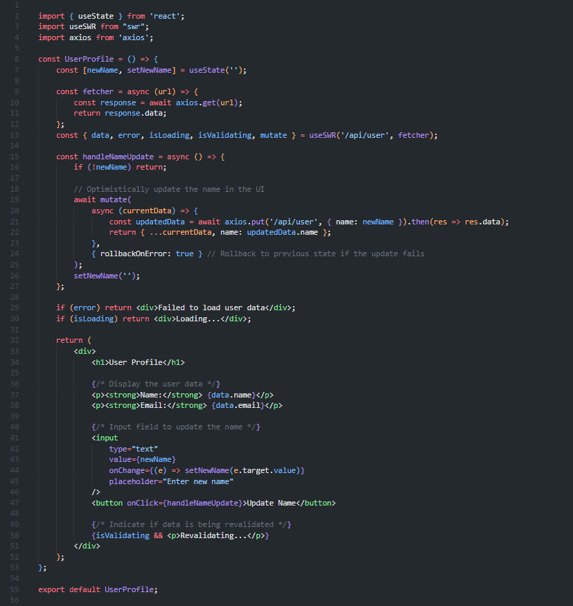 complete useSWR example