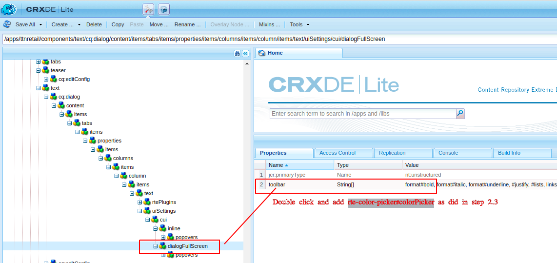aem rte dialogFullScreen node