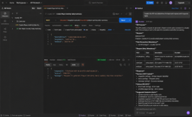 Postman PostBot analyzing the Player Activity Daily Summary API and summarizing request fields, response details, validation points, and API behavior.