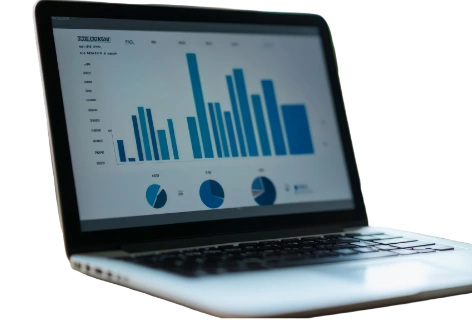 statistics on laptop screen