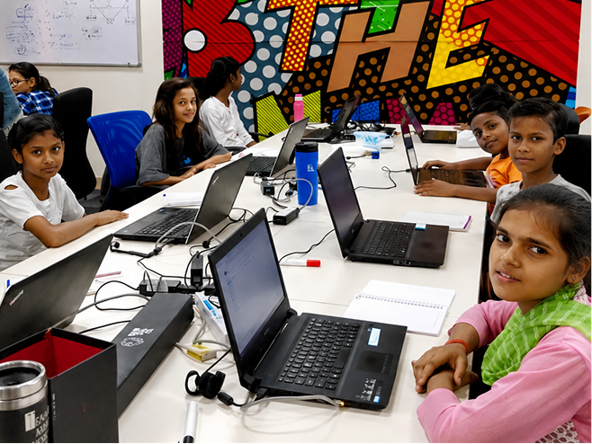 Students engaged in creative learning sessions
